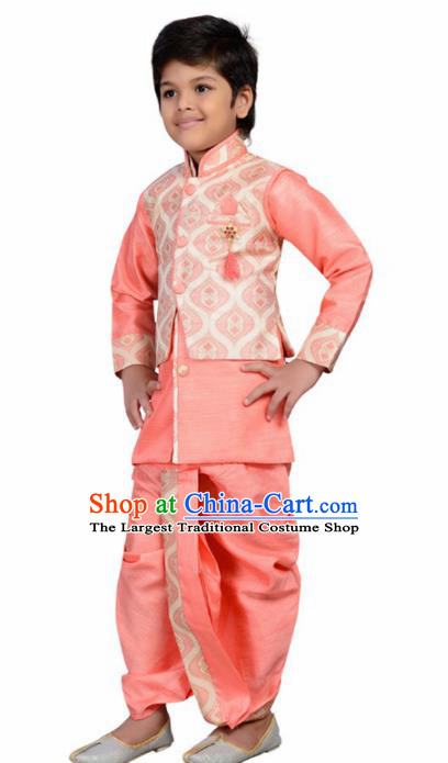 Asian India Traditional Costumes South Asia Indian National Pink Shirt and Pants for Kids