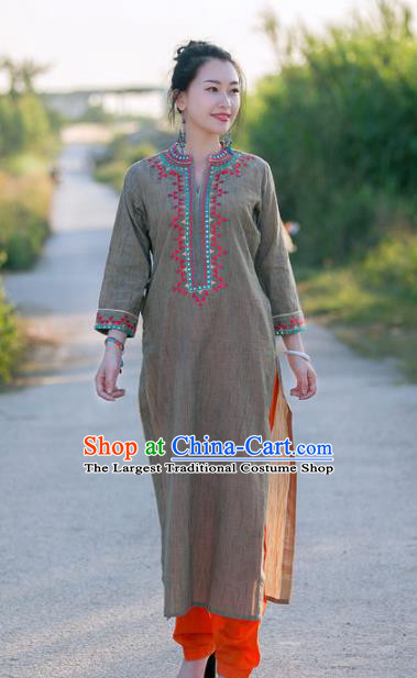 Asian India Traditional Punjabi Costumes South Asia Indian National Grey Blouse and Pants for Women