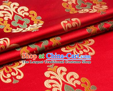 Chinese Traditional Totem Pattern Design Red Brocade Wedding Hanfu Silk Fabric Tang Suit Fabric Material