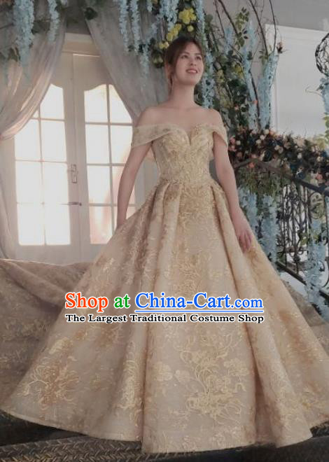 Top Grade Customize Bride Trailing Full Dress Court Princess Wedding Costume for Women