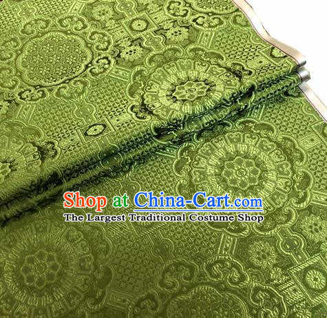 Chinese Traditional Hanfu Silk Fabric Classical Pattern Design Green Brocade Tang Suit Fabric Material