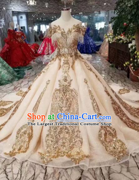 Customize Handmade Wedding Princess Embroidered Mullet Dress Court Bride Costume for Women