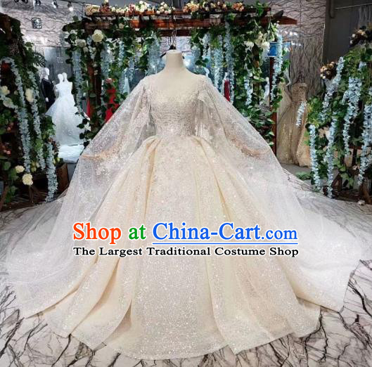 Handmade Customize Princess Trailing Wedding Dress Court Bride Embroidered Costume for Women