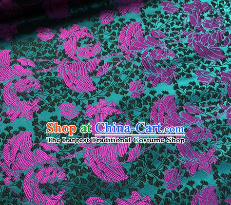 Chinese Traditional Hanfu Silk Fabric Classical Pattern Design Green Brocade Tang Suit Fabric Material