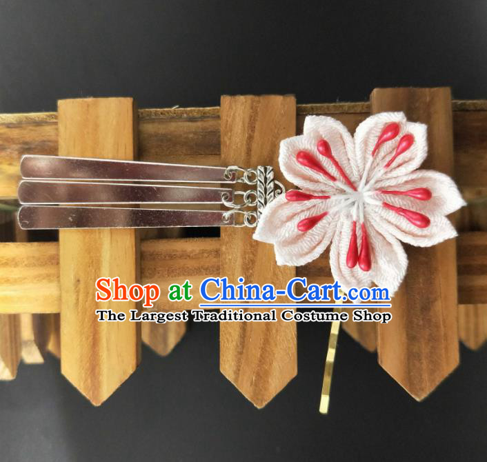 Japanese Traditional Kimono Hair Accessories Japan Geisha White Sakura Hair Stick for Women