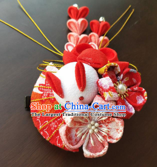 Japanese Traditional Kimono Hair Accessories Japan Geisha Red Fan Hair Claw for Women