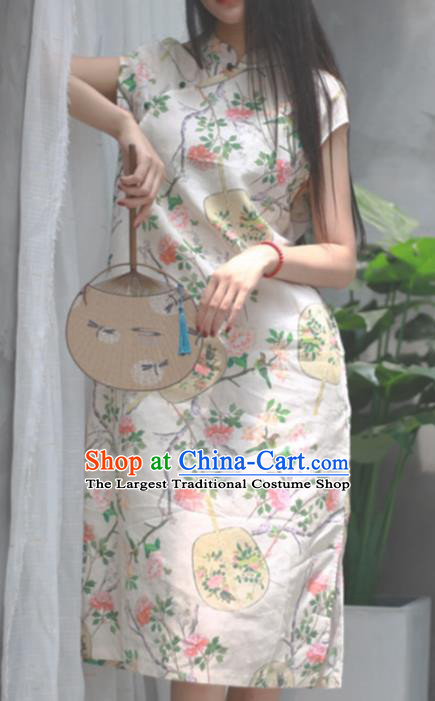 Chinese Traditional National Costume Printing Qipao Dress Tang Suit Cheongsam for Women