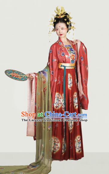 Traditional Chinese Tang Dynasty Imperial Empress Embroidered Hanfu Dress Ancient Drama Court Lady Historical Costume for Women