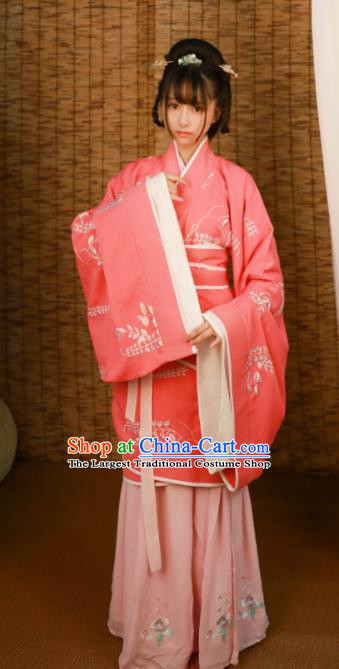 Traditional Chinese Han Dynasty Palace Princess Embroidered Hanfu Dress Ancient Drama Court Historical Costume for Women