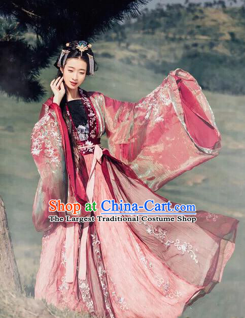 Traditional Chinese Jin Dynasty Empress Embroidered Hanfu Dress Ancient Drama Court Princess Historical Costume for Women