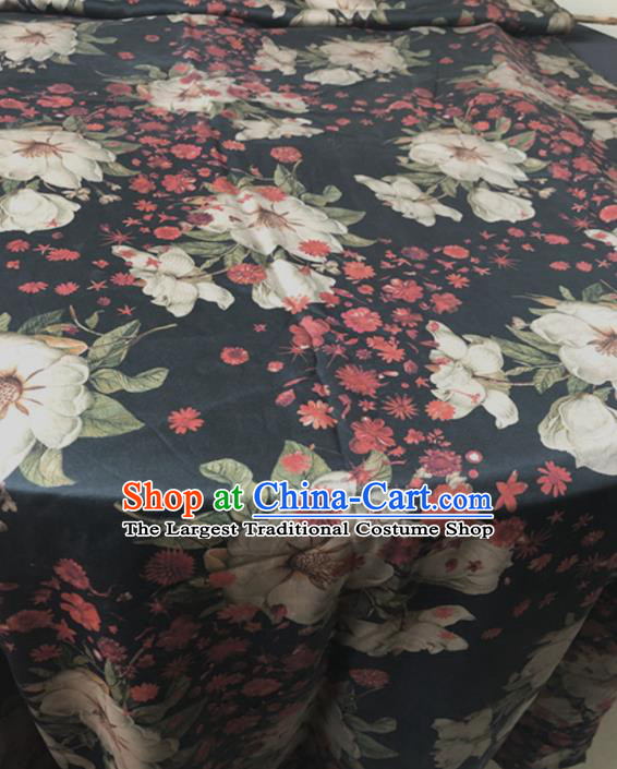 Asian Chinese Traditional Flowers Pattern Design Black Brocade Fabric Silk Fabric Chinese Fabric Asian Material