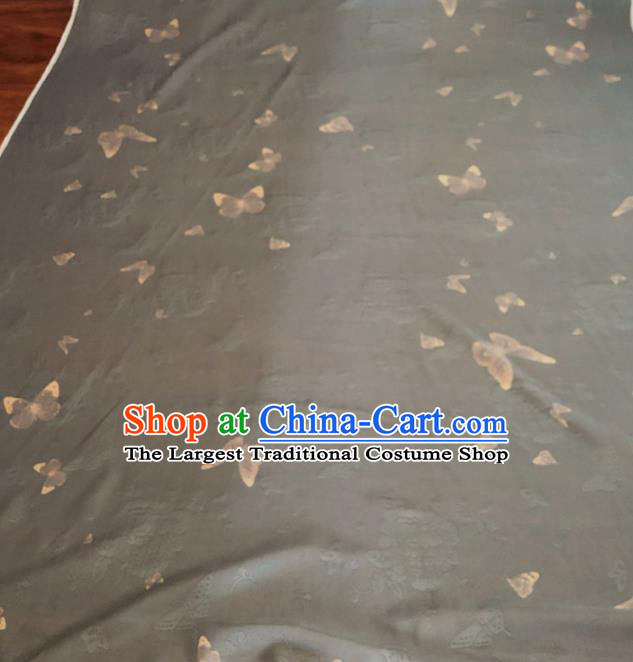 Asian Chinese Traditional Butterfly Peony Pattern Design Grey Brocade Fabric Silk Fabric Chinese Fabric Asian Material