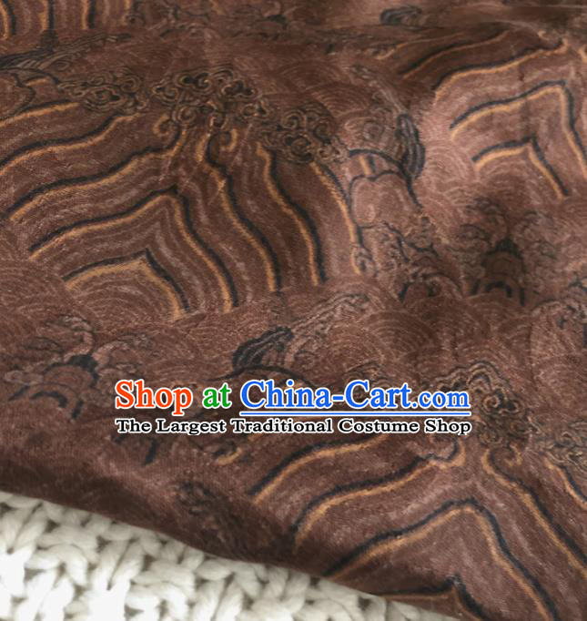 Asian Chinese Traditional Waves Pattern Design Brown Brocade Fabric Silk Fabric Chinese Fabric Asian Material