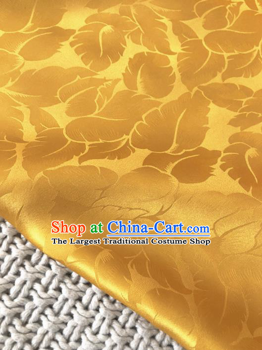 Asian Chinese Traditional Leaf Pattern Design Golden Brocade Fabric Silk Fabric Chinese Fabric Asian Material