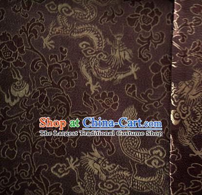 Asian Chinese Traditional Twine Dragon Pattern Design Brown Brocade Fabric Silk Fabric Chinese Fabric Asian Material