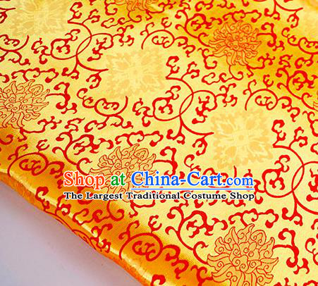 Asian Chinese Traditional Rich Lotus Pattern Design Golden Brocade Fabric Silk Fabric Chinese Fabric Asian Material