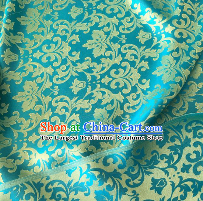 Asian Chinese Traditional Grape Vine Pattern Design Blue Brocade Fabric Silk Fabric Chinese Fabric Asian Material