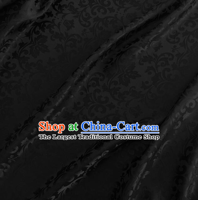 Asian Chinese Traditional Grape Vine Pattern Design Black Brocade Fabric Silk Fabric Chinese Fabric Asian Material