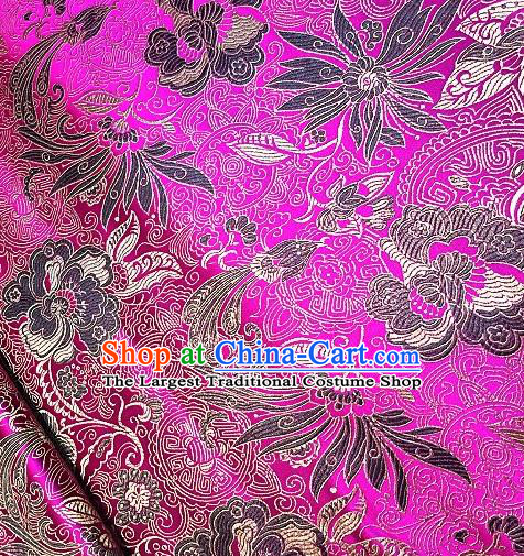 Asian Chinese Traditional Lotus Peony Pattern Design Rosy Brocade Fabric Silk Fabric Chinese Fabric Asian Material