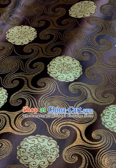 Asian Chinese Traditional Buddhism Lotus Pattern Design Purple Brocade Fabric Silk Fabric Chinese Fabric Asian Material