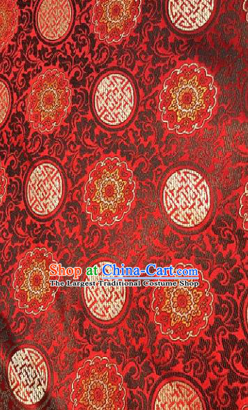 Asian Chinese Traditional Auspicious Pattern Design Red Brocade Fabric Silk Fabric Chinese Fabric Asian Material