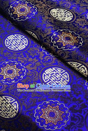 Asian Chinese Traditional Auspicious Pattern Design Royalblue Brocade Fabric Silk Fabric Chinese Fabric Asian Material