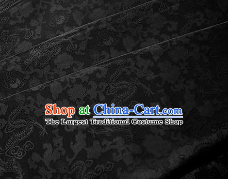 Asian Chinese Traditional Twine Dragon Pattern Design Black Brocade Fabric Silk Fabric Chinese Fabric Asian Material