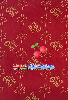 Asian Chinese Traditional Lucky Character Pattern Design Tibetan Robe Red Brocade Fabric Silk Fabric Chinese Fabric Asian Material