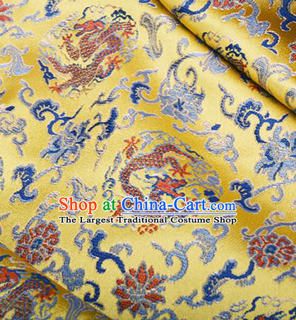 Chinese Traditional Hanfu Silk Fabric Classical Dragon Pattern Design Golden Brocade Tang Suit Fabric Material