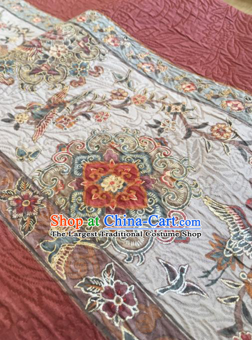 Chinese Traditional Embroidered Peony Crane Pattern Design Brocade Fabric Asian Silk Fabric Chinese Fabric Material