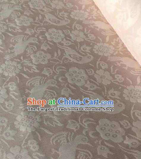 Chinese Traditional Flower Bird Pattern Design Light Brown Brocade Fabric Asian Silk Fabric Chinese Fabric Material