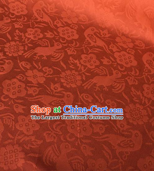 Chinese Traditional Flower Bird Pattern Design Orange Brocade Fabric Asian Silk Fabric Chinese Fabric Material