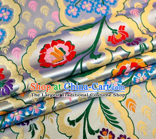 Chinese Classical Pattern Design White Brocade Traditional Hanfu Silk Fabric Tang Suit Fabric Material