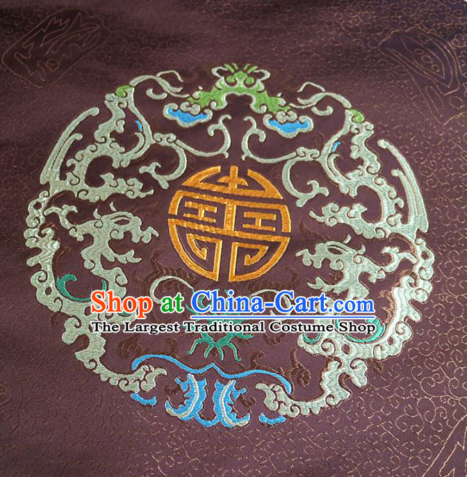 Chinese Traditional Auspicious Pattern Design Brown Brocade Fabric Asian Silk Fabric Chinese Fabric Material