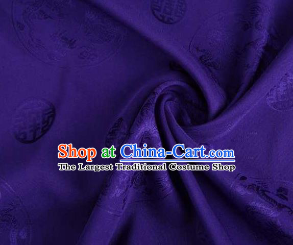 Chinese Classical Round Dragon Pattern Design Purple Brocade Traditional Hanfu Silk Fabric Tang Suit Fabric Material