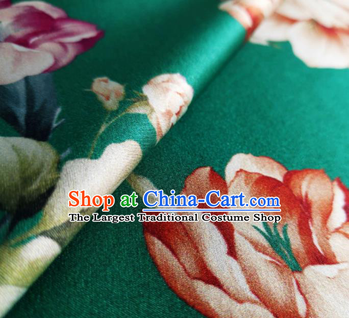 Chinese Traditional Pattern Design Green Satin Watered Gauze Brocade Fabric Asian Silk Fabric Material