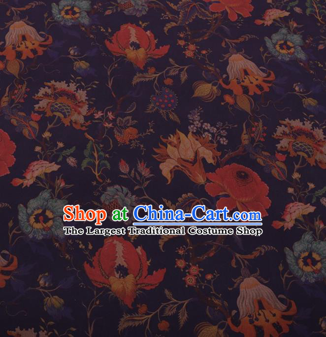 Traditional Chinese Satin Classical Pattern Design Purple Watered Gauze Brocade Fabric Asian Silk Fabric Material