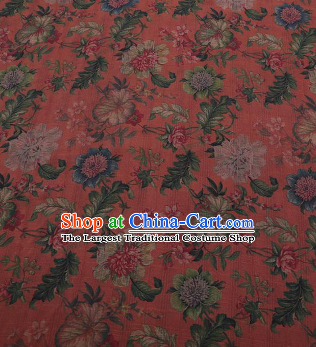 Traditional Chinese Satin Classical Peony Pattern Design Watermelon Red Watered Gauze Brocade Fabric Asian Silk Fabric Material