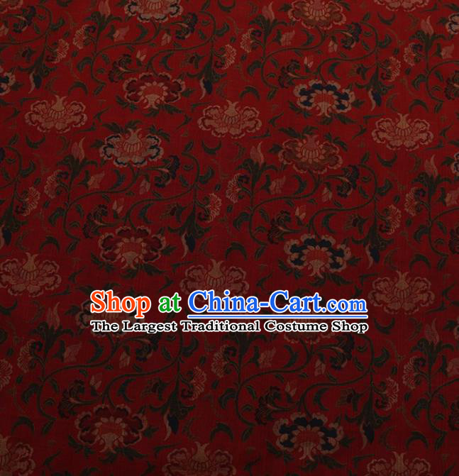 Traditional Chinese Satin Classical Pomegranate Flowers Pattern Design Red Watered Gauze Brocade Fabric Asian Silk Fabric Material