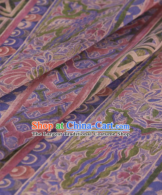 Traditional Chinese Satin Classical Pattern Design Lilac Watered Gauze Brocade Fabric Asian Silk Fabric Material