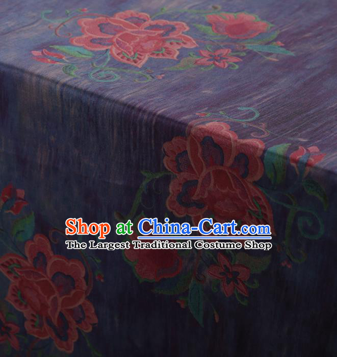 Chinese Traditional Embroidered Peony Pattern Design Purple Satin Watered Gauze Brocade Fabric Asian Silk Fabric Material