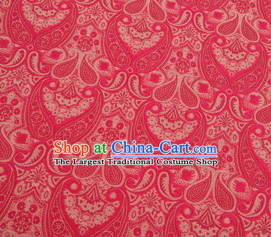 Chinese Classical Loquat Flower Pattern Design Red Brocade Asian Traditional Hanfu Silk Fabric Tang Suit Fabric Material