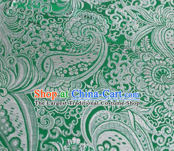 Chinese Classical Charonia Tritonis Pattern Design Green Brocade Asian Traditional Hanfu Silk Fabric Tang Suit Fabric Material