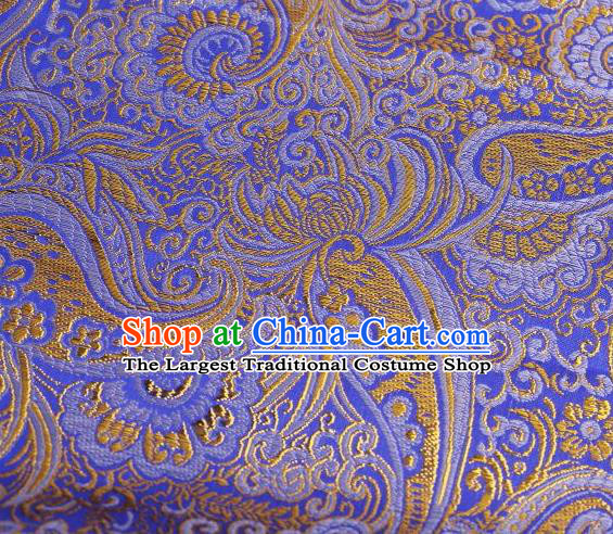 Chinese Classical Charonia Tritonis Pattern Design Blue Brocade Asian Traditional Hanfu Silk Fabric Tang Suit Fabric Material