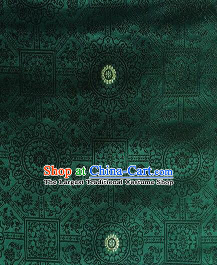 Chinese Classical Galsang Flower Pattern Design Green Brocade Asian Traditional Hanfu Silk Fabric Tang Suit Fabric Material