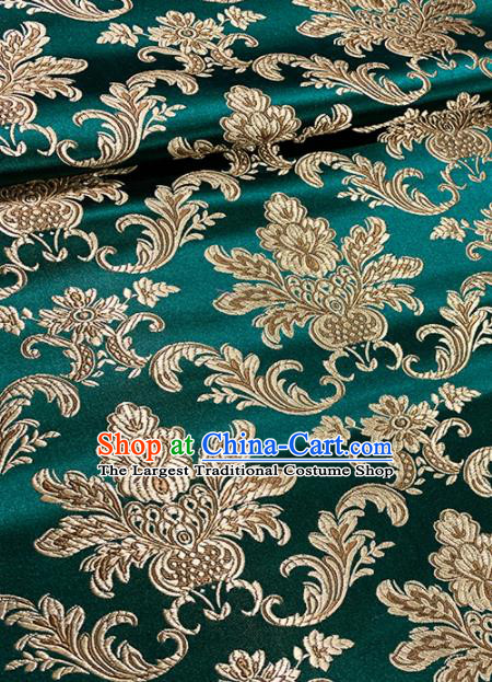 Chinese Classical Pattern Design Deep Green Brocade Asian Traditional Hanfu Silk Fabric Tang Suit Fabric Material