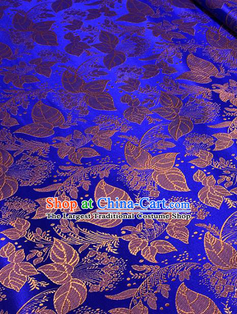 Chinese Classical Leaf Pattern Design Golden Brocade Asian Traditional Hanfu Silk Fabric Tang Suit Fabric Material