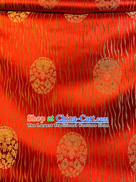 Chinese Classical Round Chrysanthemum Pattern Design Red Brocade Asian Traditional Cheongsam Silk Fabric Tang Suit Fabric Material