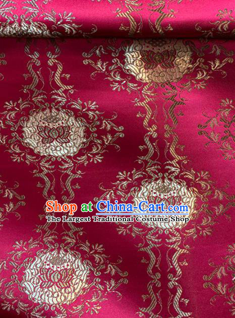 Chinese Classical Lotus Pattern Design Rosy Brocade Asian Traditional Cheongsam Silk Fabric Tang Suit Fabric Material