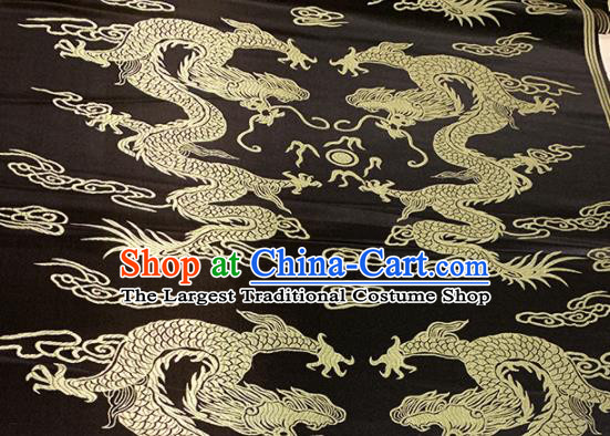 Chinese Classical Dragons Pattern Design Black Brocade Asian Traditional Cheongsam Silk Fabric Tang Suit Fabric Material